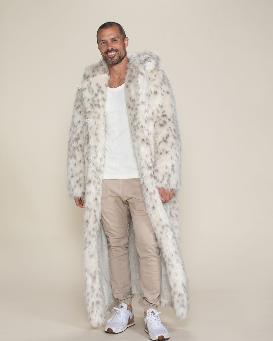 Baby Snow Leopard Classic Long Faux Fur Coat | Men&#39;s