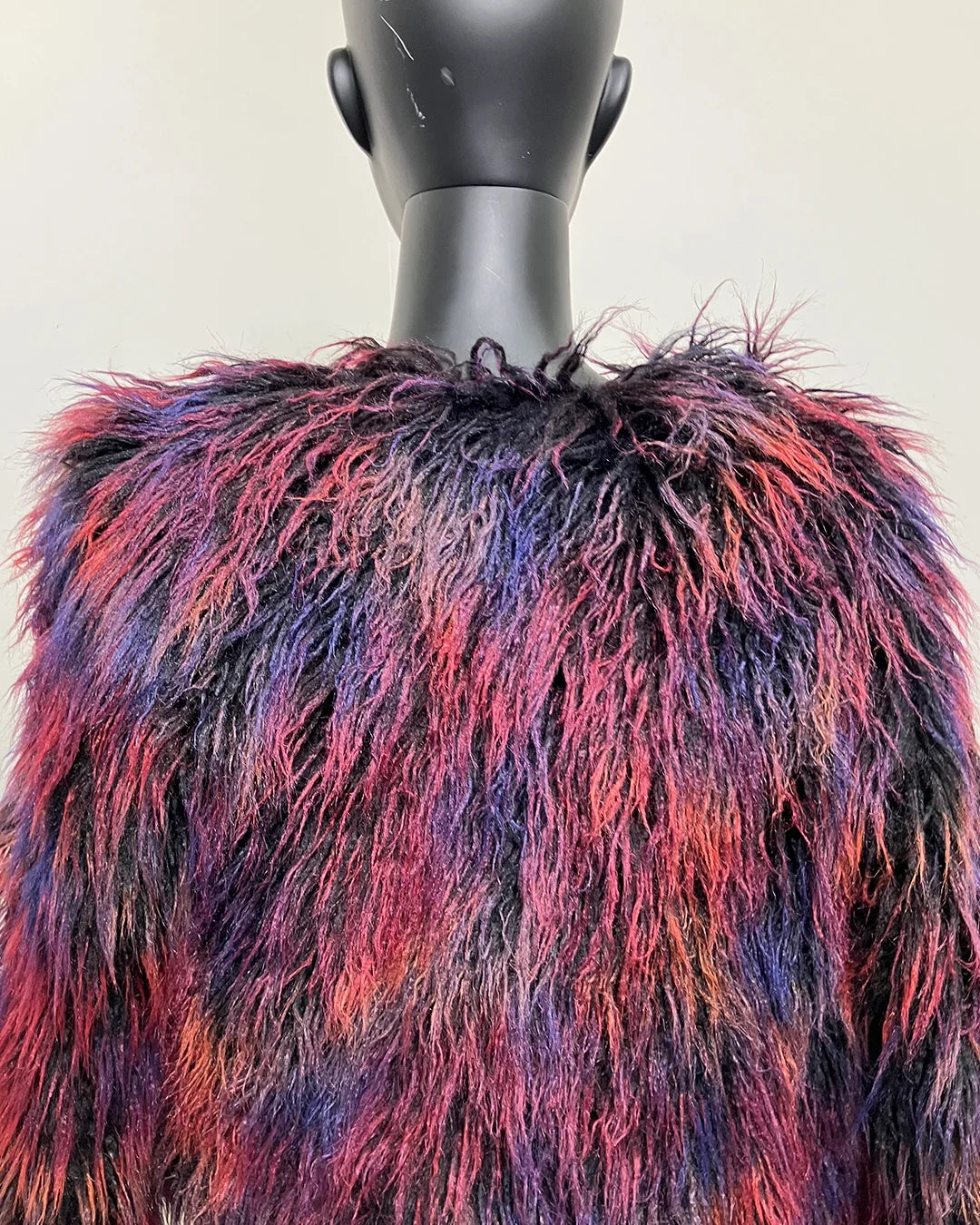back of the midnight alpaca faux fur bomber jacket 