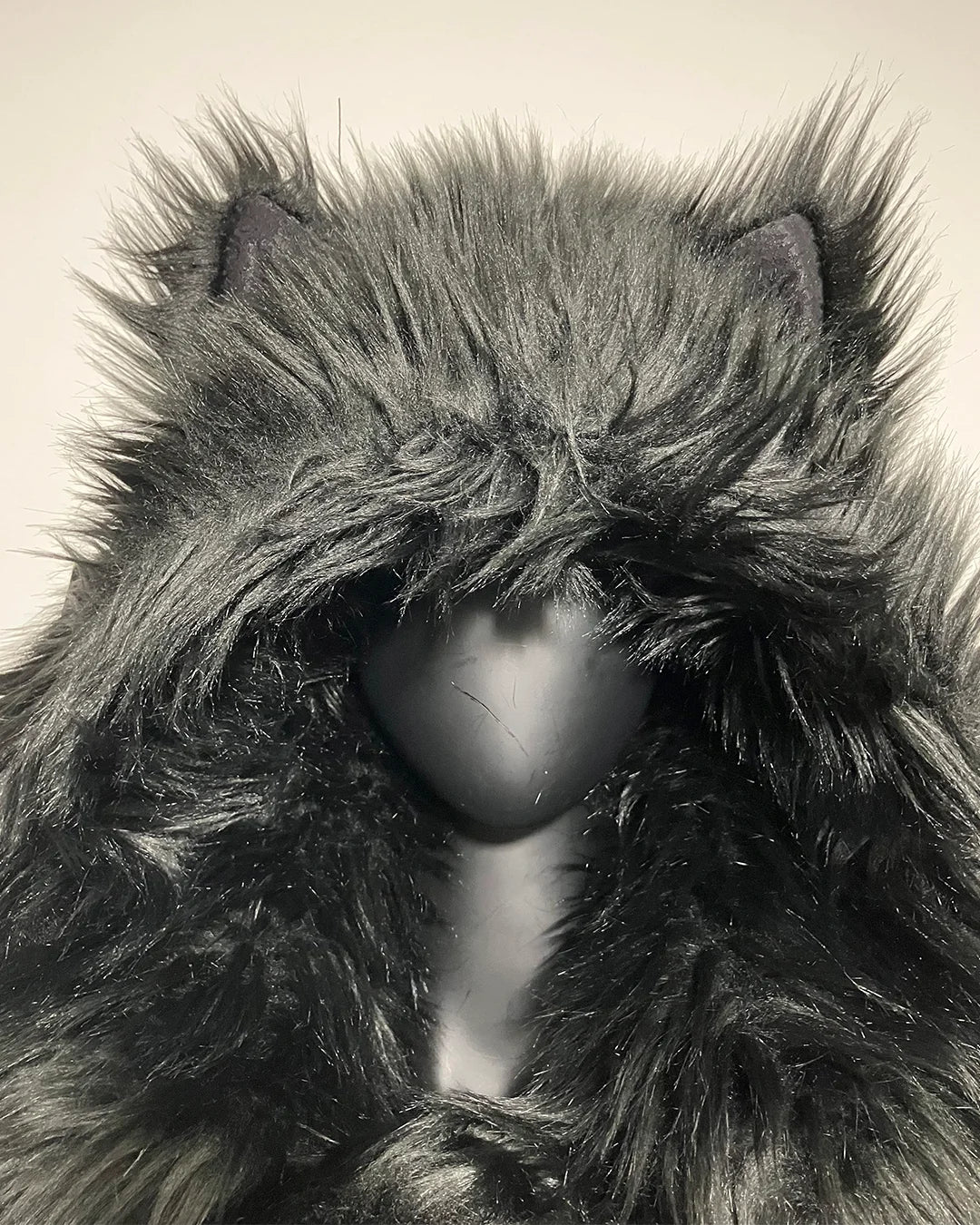 *Sample* Classic Faux Fur Coat | Black Wolf - MEDIUM
