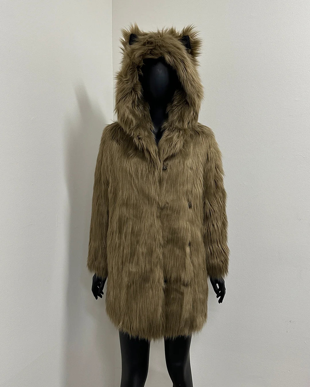 *Sample* Classic Faux Fur Coat | Ash Wolf - XSmall