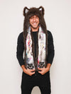Man wearing Cyber Wolf Collector Edition Faux Fur Hood, front view 3