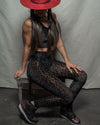 Women's black leopard animal print  leggings.
