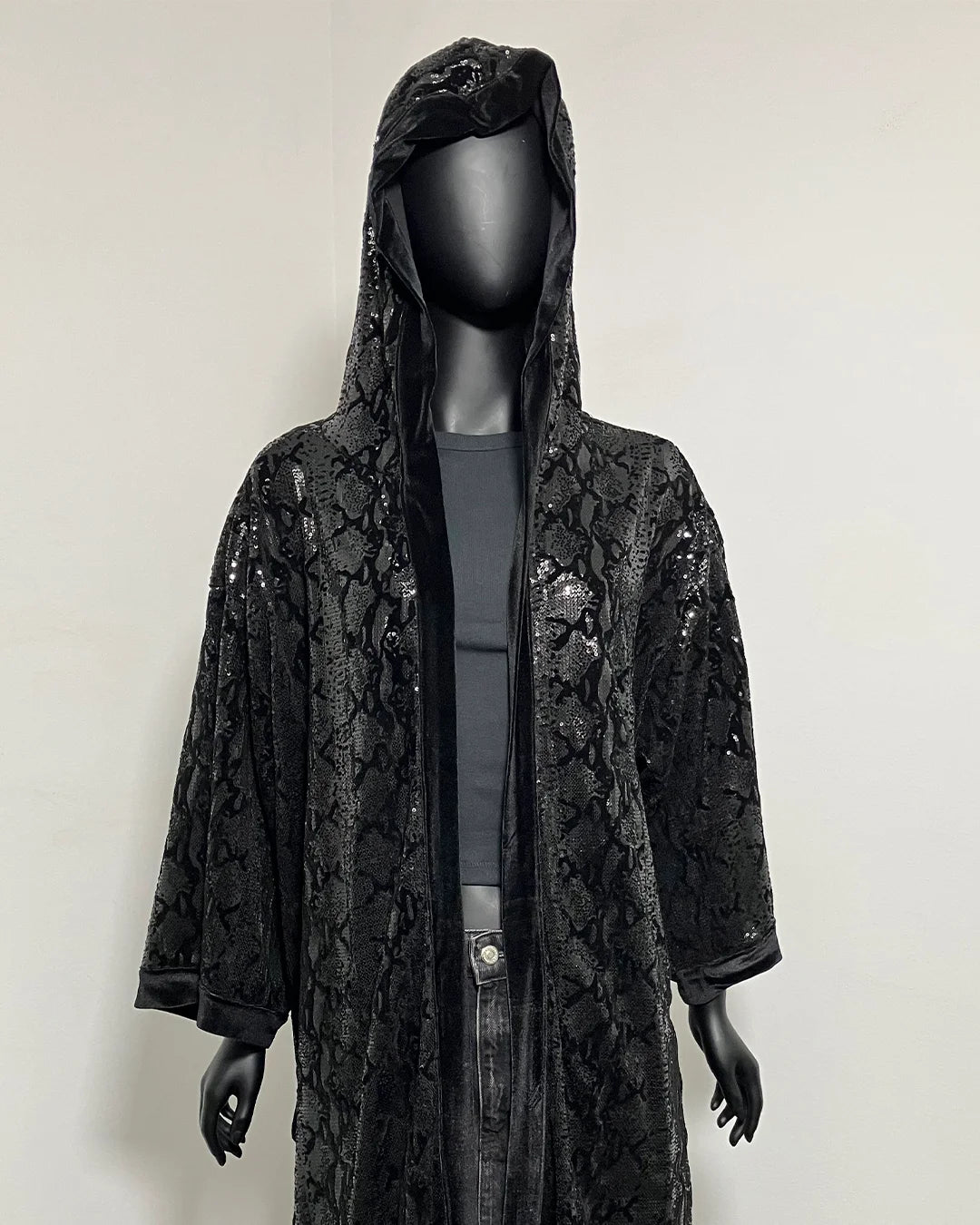 *Almost Purfect* Sequin Kimono | Black Snakeskin - LARGE-XL