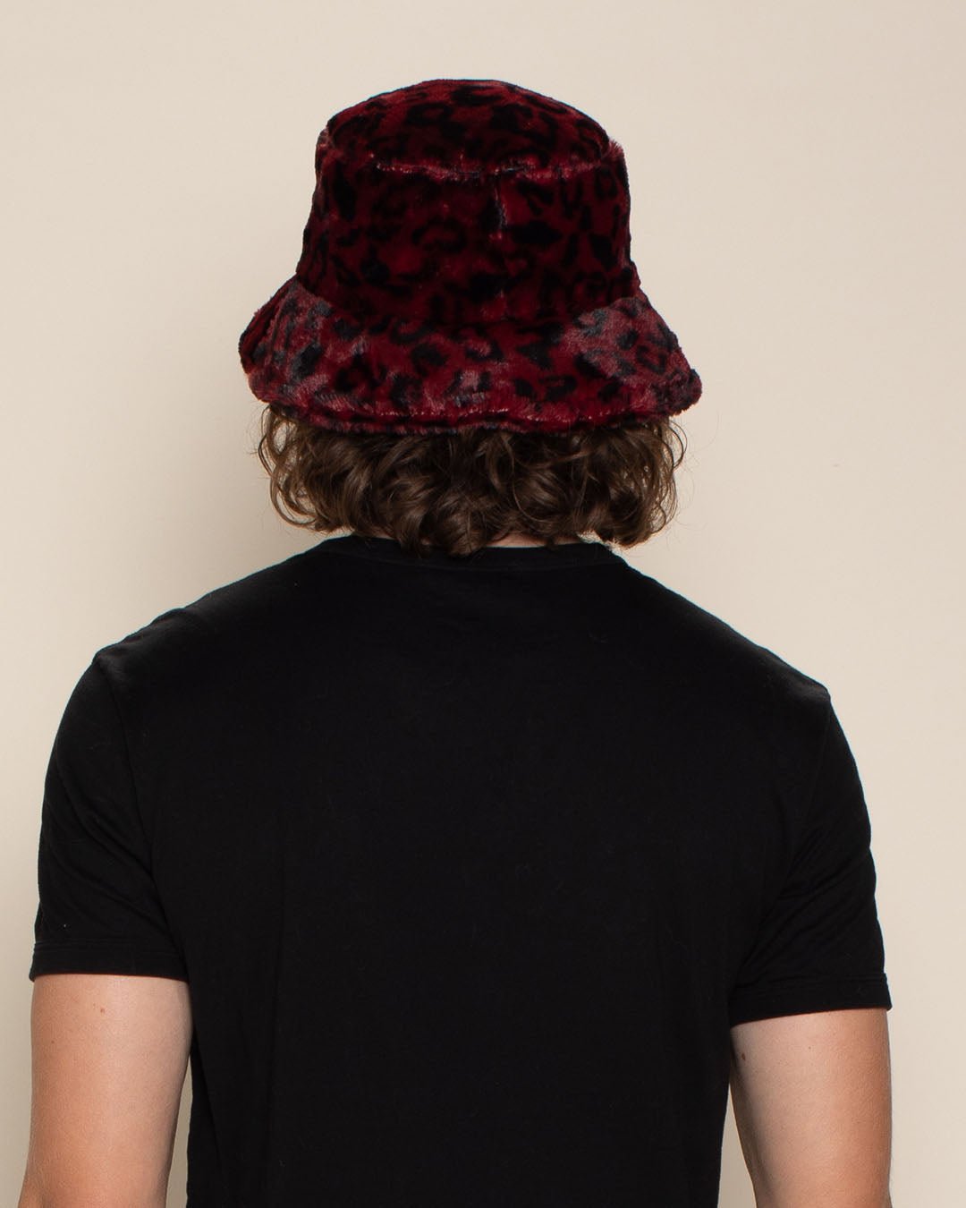 Men's Fuzzy Fur Bucket Hat | Red Leopard Print - SpiritHoods