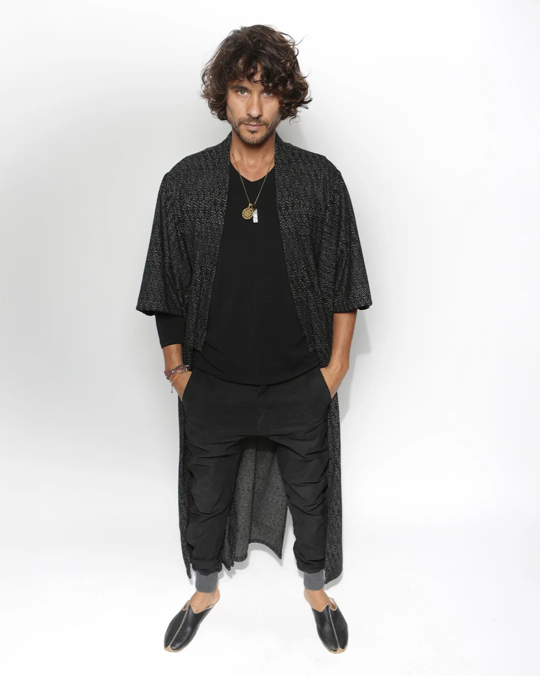 Unisex Kimono | Herringbone Black