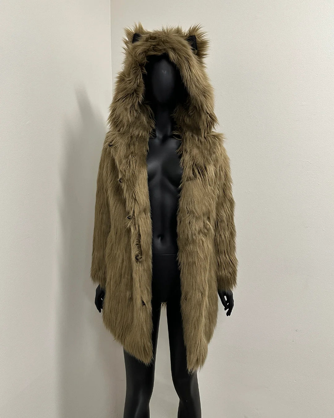 *Sample* Classic Faux Fur Coat | Ash Wolf - XSmall