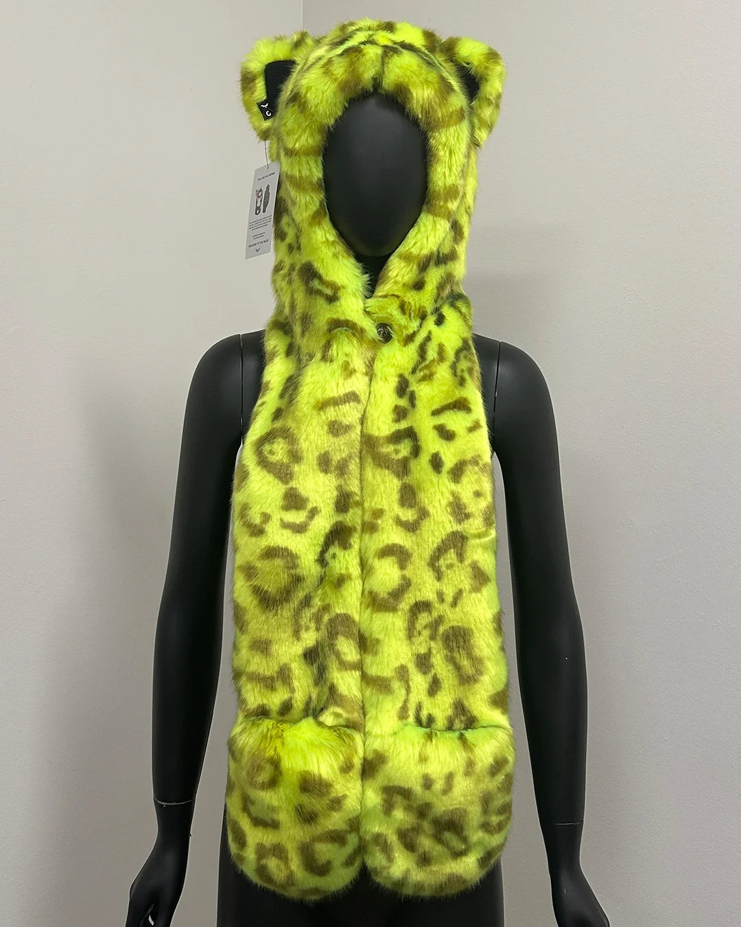 *Almost Purfect* C.E. Luxe Faux Fur SpiritHood | Neon Yellow Leopard