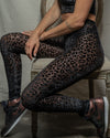 Leopard print black leggings for women.