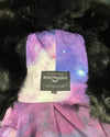 Multicolored inner necklabel  with 'Black Panther SpiritHoods' label on a dark background in size XXS