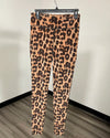 *One Of A Kind / Prototype* High Waist Tan & Black Velvet Jaguar Leggings - MEDIUM