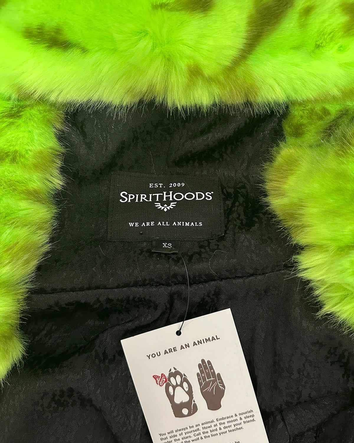 *Sample* Classic Faux Fur Coat | Neon Green Leopard Luxe -Xsmall