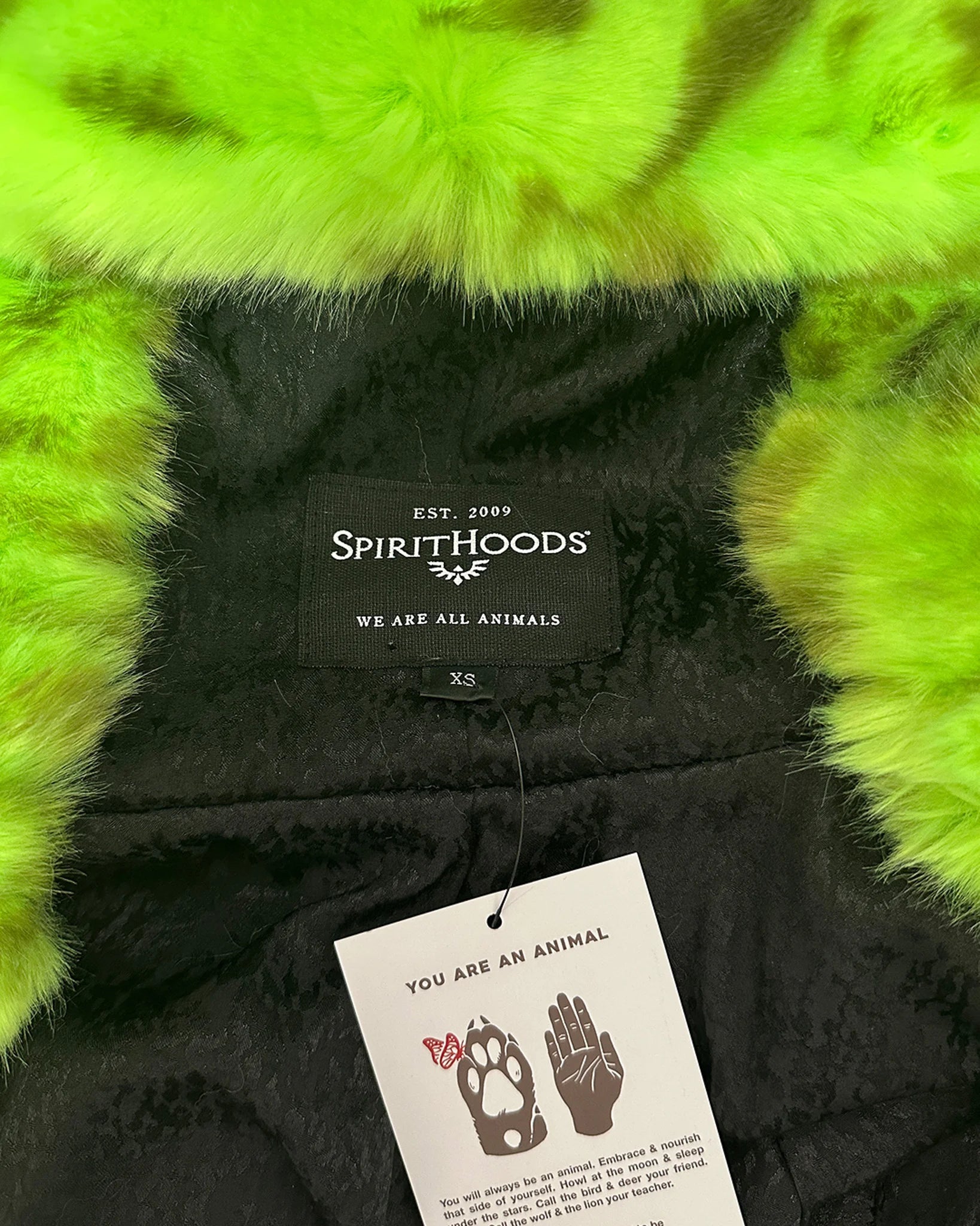 *Sample* Classic Faux Fur Coat | Neon Green Leopard Luxe -Xsmall