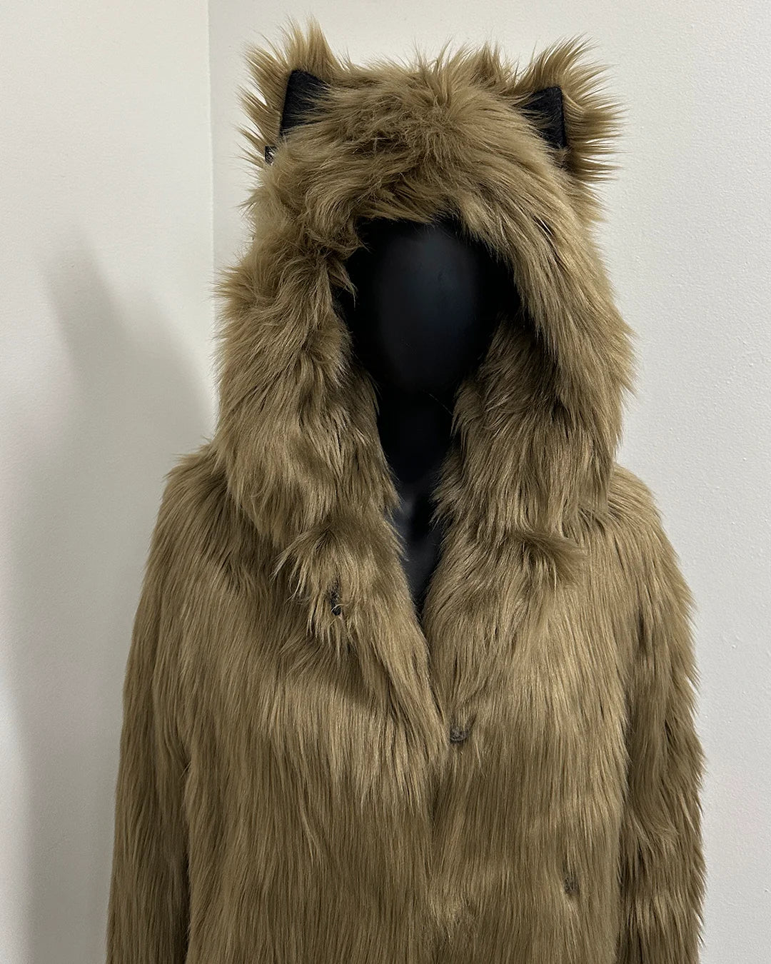 *Sample* Classic Faux Fur Coat | Ash Wolf - XSmall