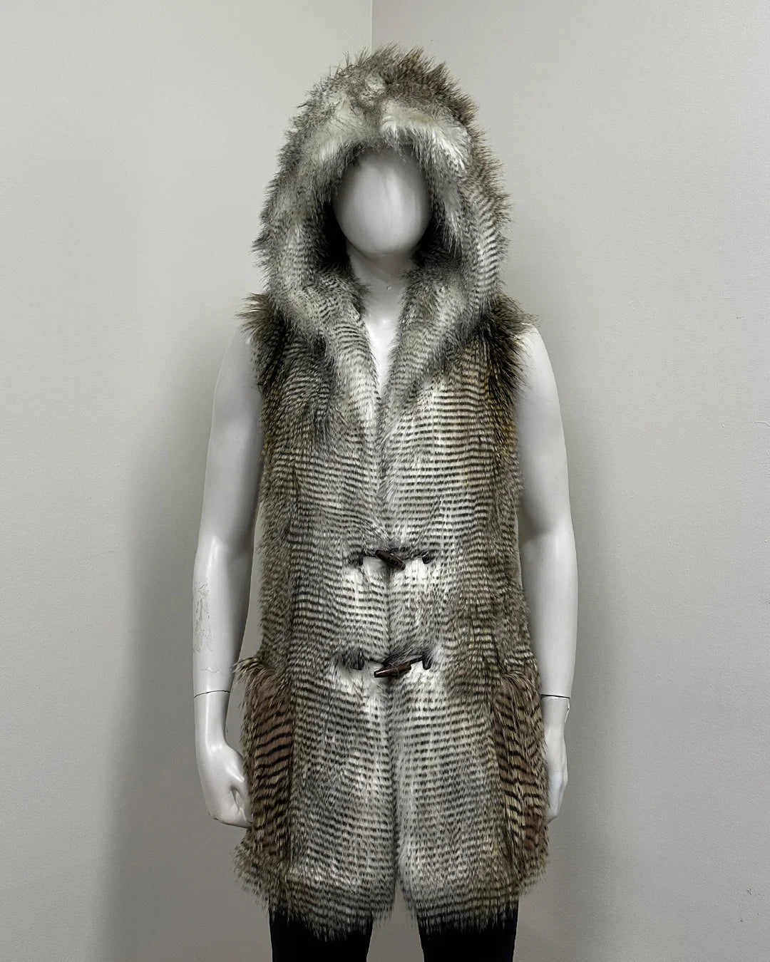 *Sample* Hooded Faux Fur Vest |  Alaskan Hawk - Medium