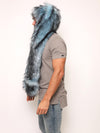Man wearing Ice Husky Collector Edition Faux Fur Hood, side view