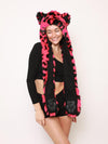 Exterior and Liner View of Signature Paw Logos on Pink Panther Collector Edition Faux Fur Hood 