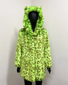 *Sample* Classic Faux Fur Coat | Neon Green Leopard Luxe -Xsmall