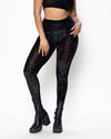 Black leopard print tights for women.