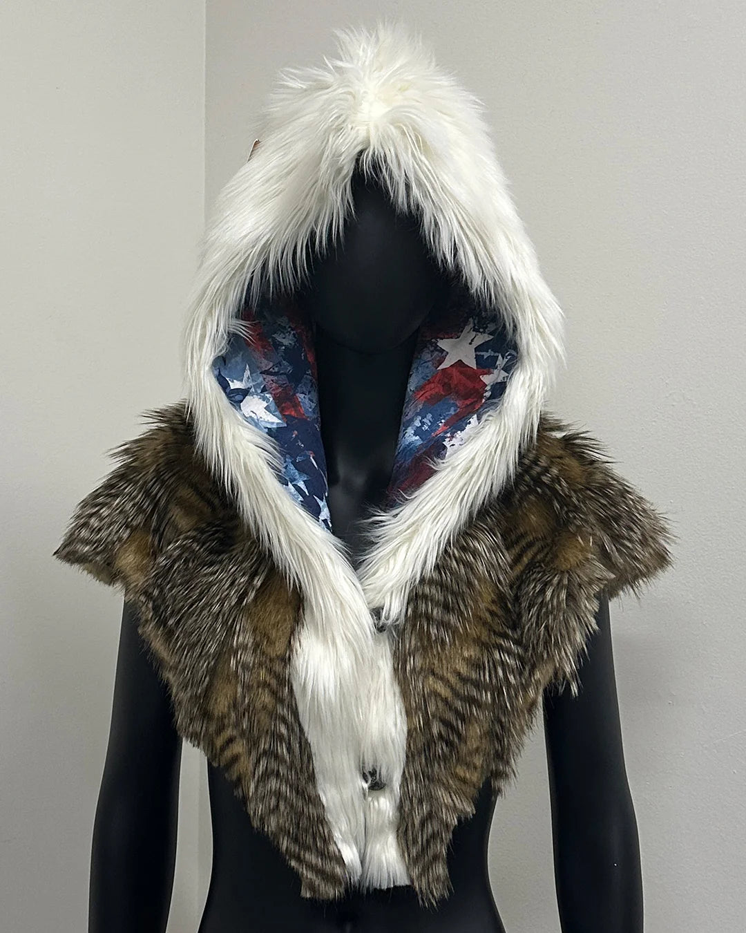 *Last Stock* C.E. Hooded Faux Fur Shawl | Bald Eagle