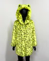 *Sample* Classic Faux Fur Coat | Neon Yellow Leopard Luxe -Xsmall