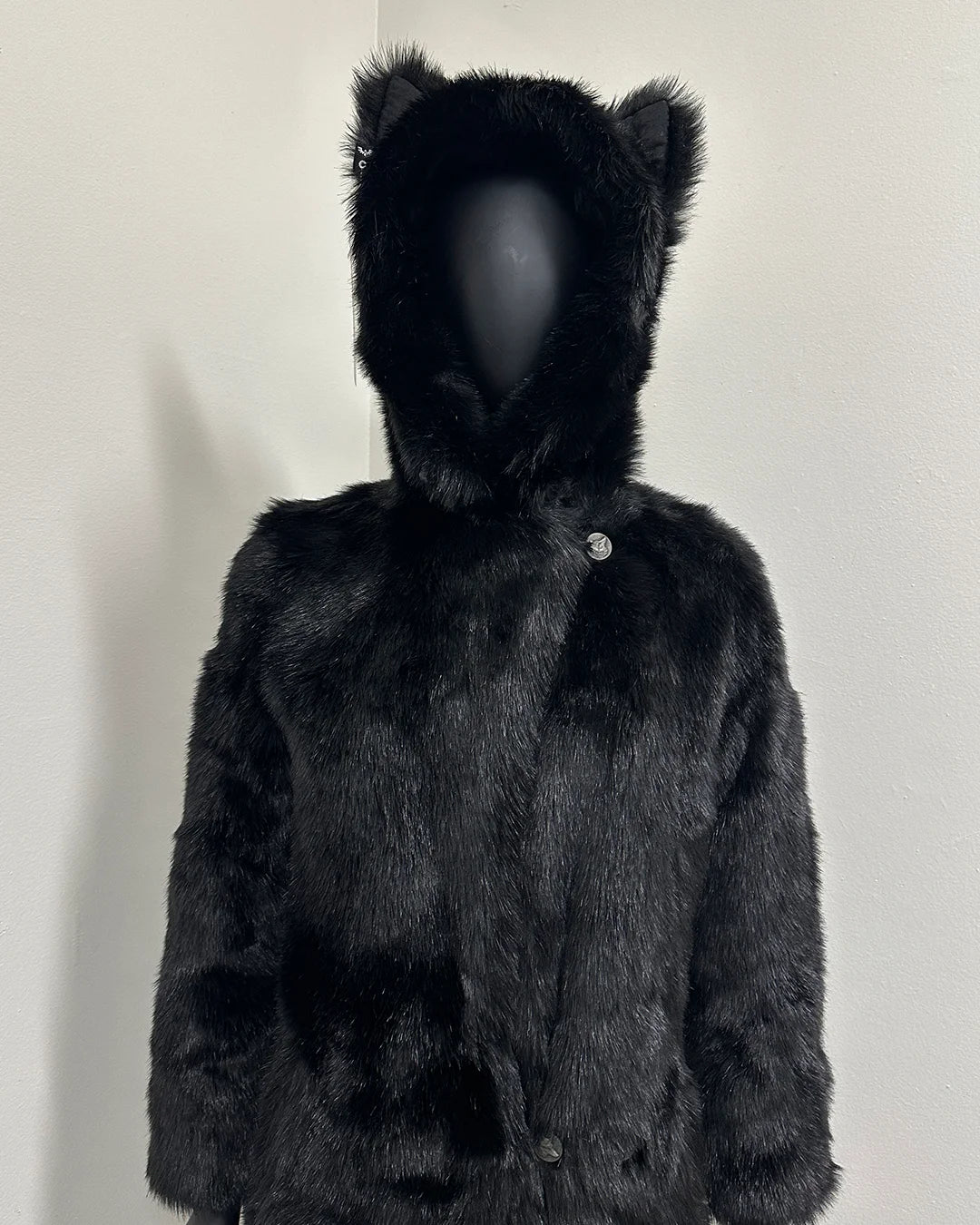 *Sample* Classic Long Faux Fur Coat | Black Panther -XXSmall