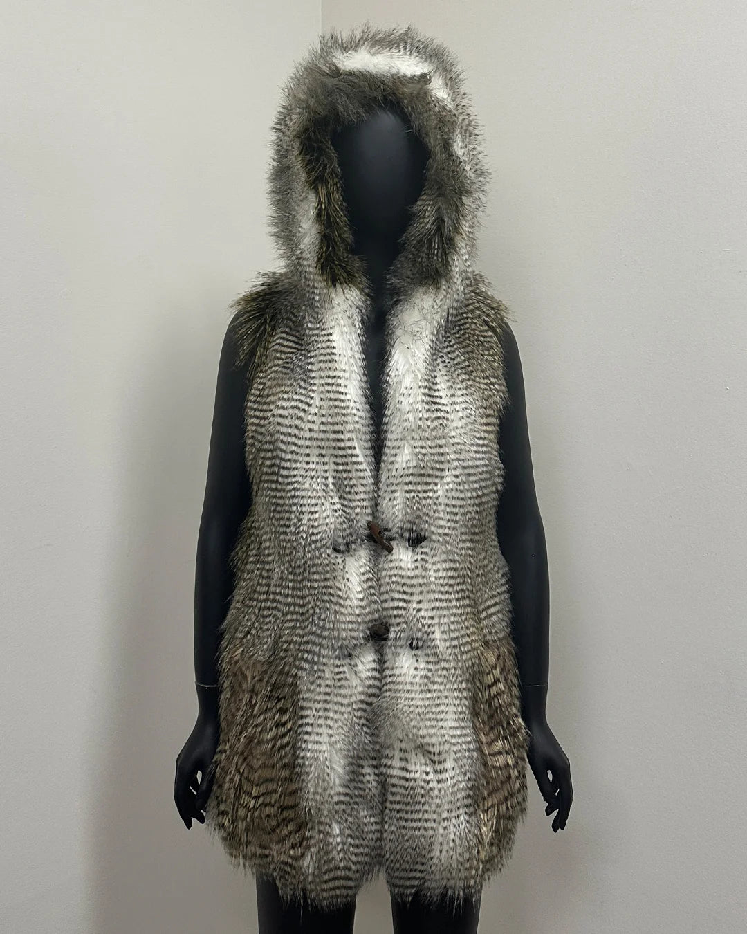 *Sample* Hooded Faux Fur Vest  | Alaskan Hawk - X-Small