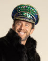 Men's Festival Hat - Captain Hat | Sequin Blue Green Hummingbird