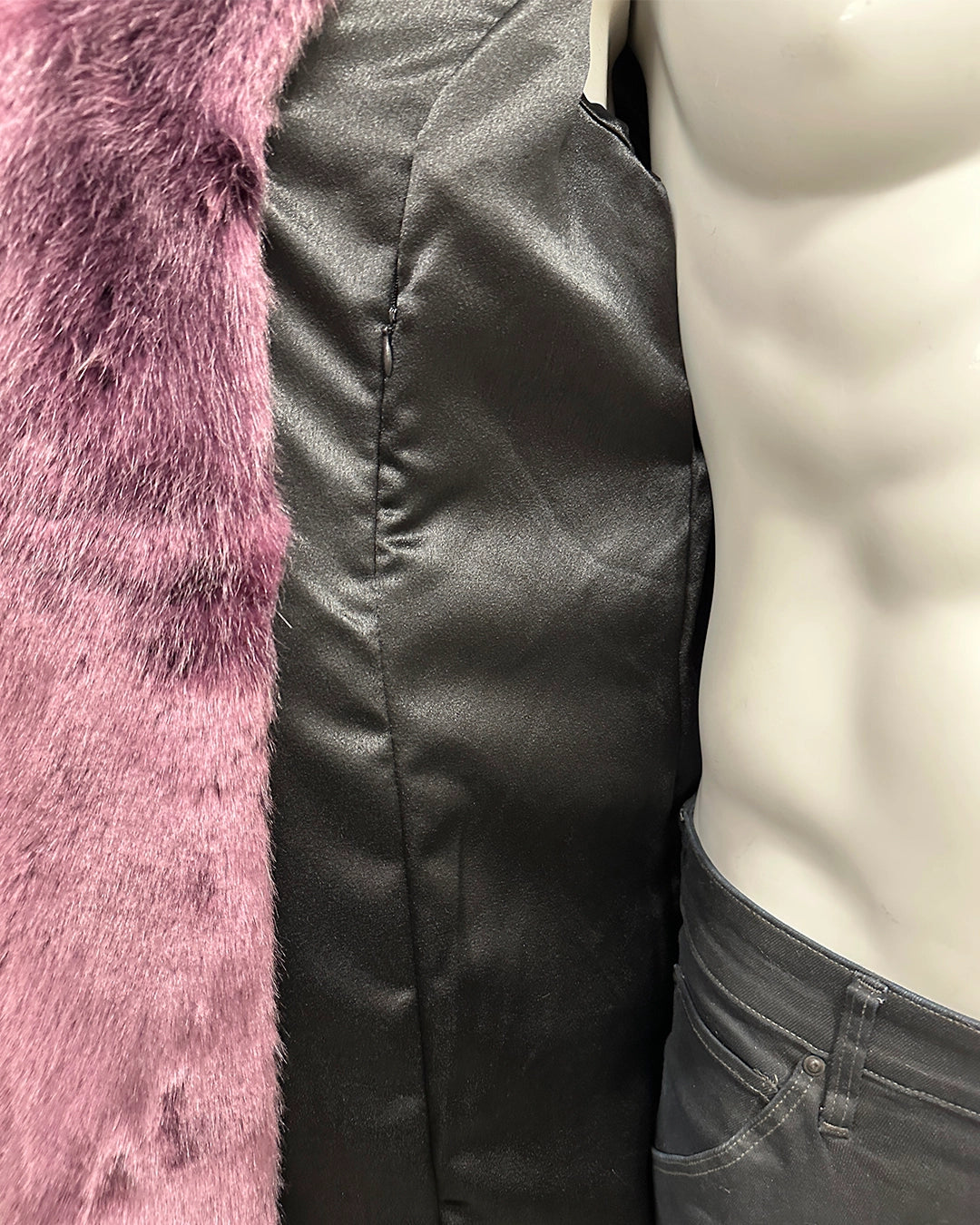 *Sample* V-Neck Luxe Faux Fur Coat | Lavender Wolf - X-Large