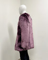 *Last Stock* V-Neck Faux Fur Coat | Lavender Wolf - X-Large