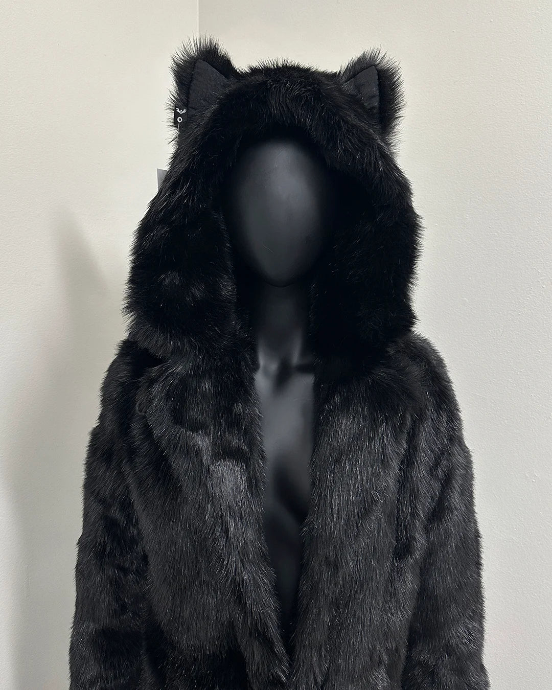 *Sample* Classic Long Faux Fur Coat | Black Panther -XXSmall