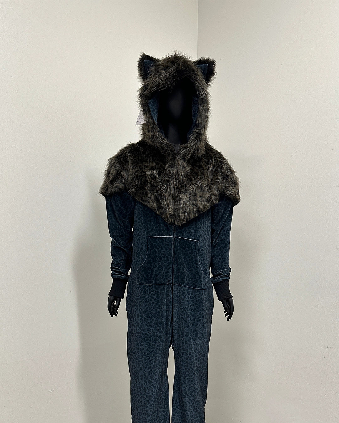 *Last stock* Classic Faux Fur Animal Velvet Onesie | Black Panther - Small