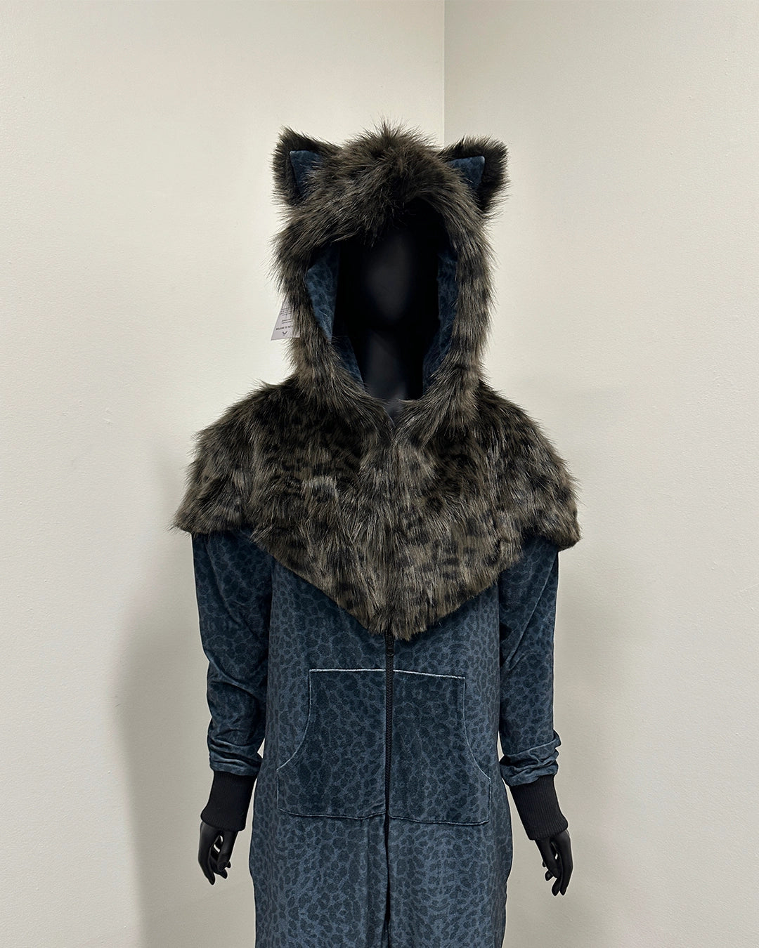 *Last stock* Classic Faux Fur Animal Velvet Onesie | Black Panther - Small