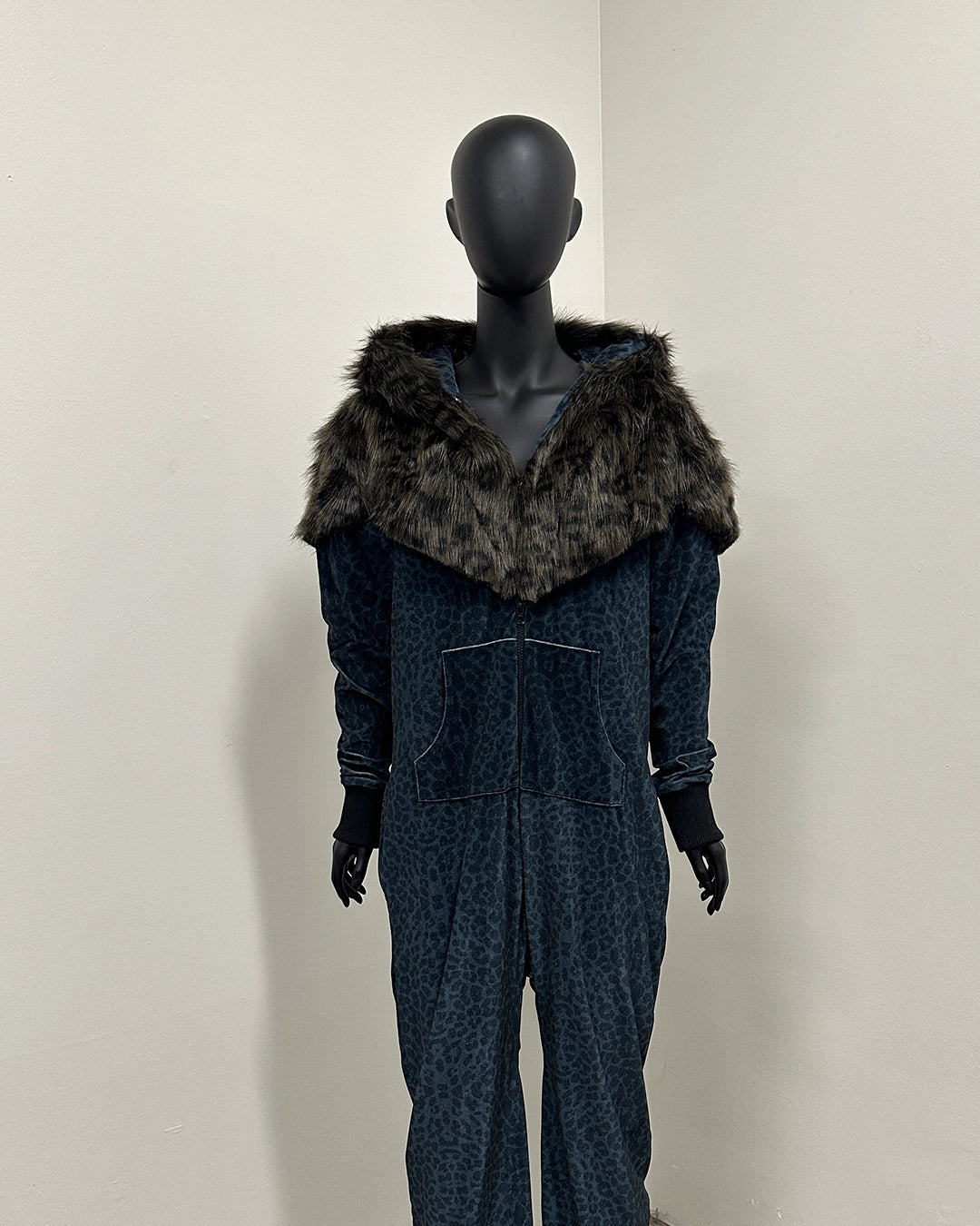 *Last stock* Classic Faux Fur Animal Velvet Onesie | Black Panther - Small
