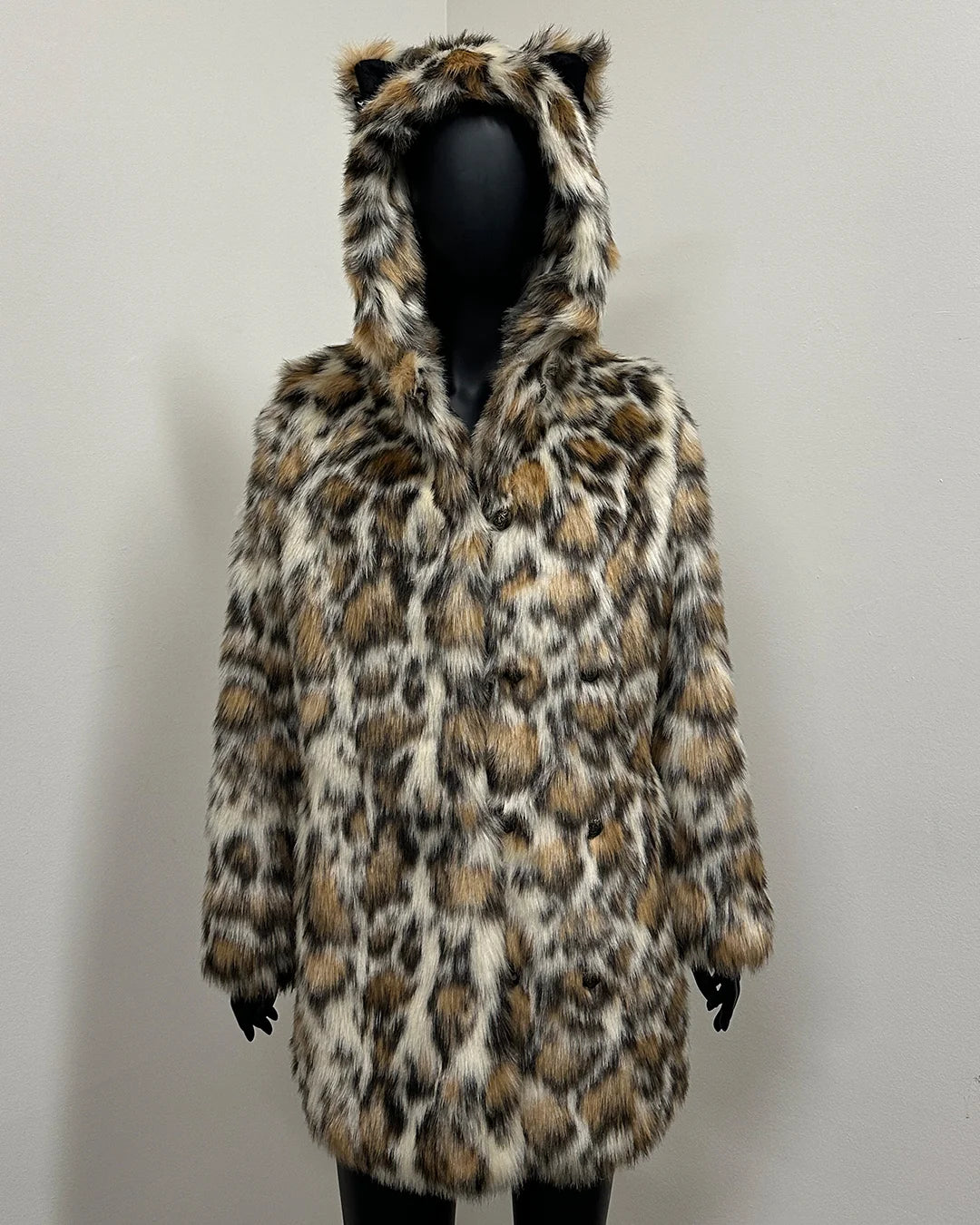*Almost Purfect* Classic Faux Fur Coat | Clouded Leopard - Small