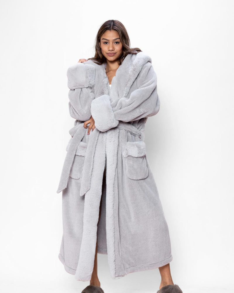 Dark Grey Robe Luxury Robe for Women, Grey Luxury Bathrobe | Silver Fox - SpiritHoods