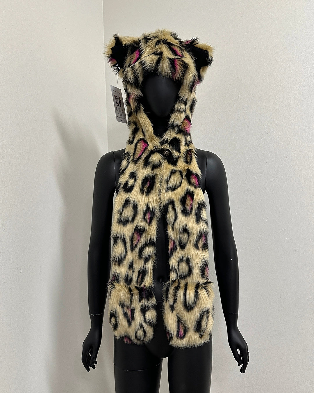 *One Of A Kind* Pink Spotted Faux Fur Hood | Leopard