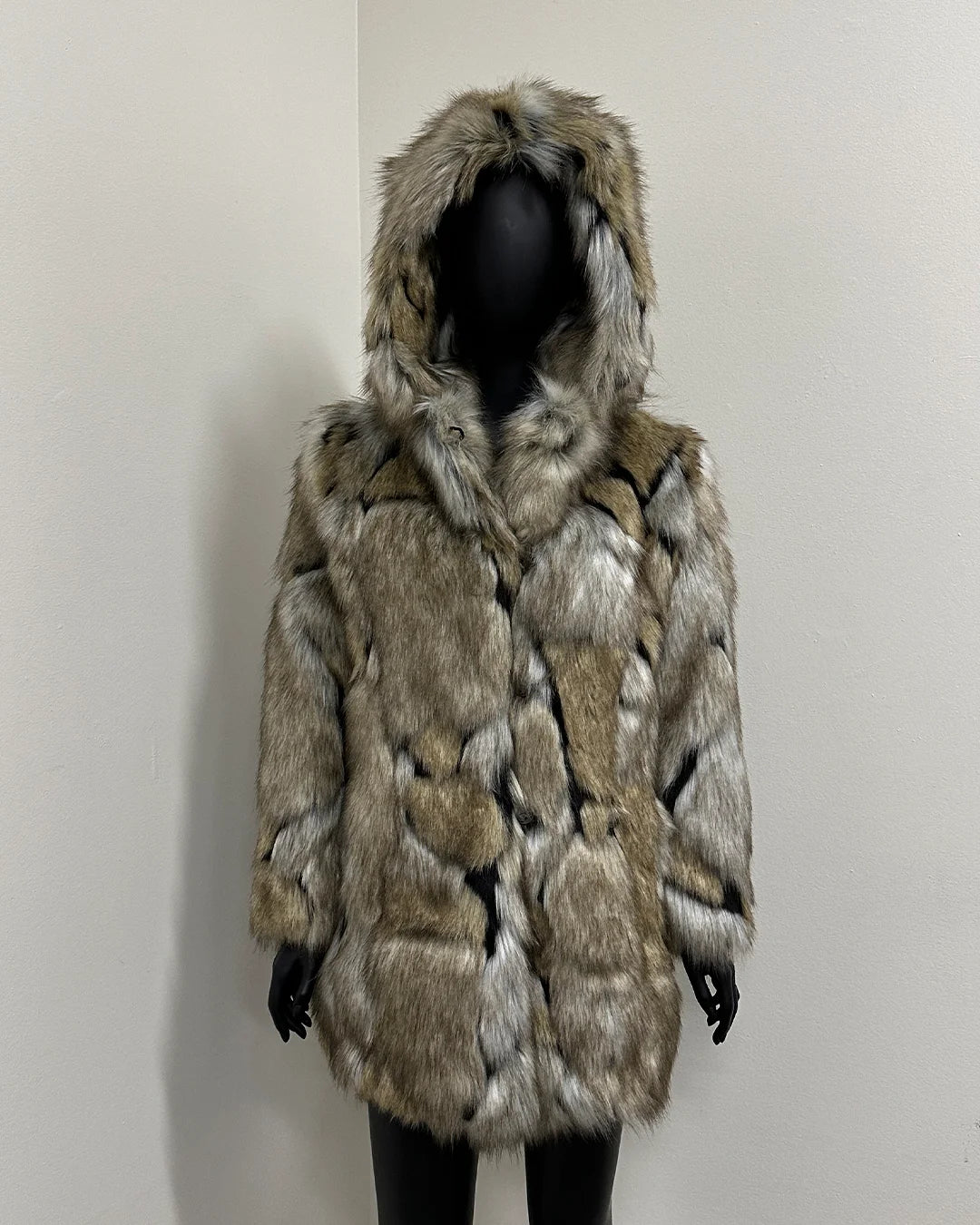 *Almost Purfect* Hooded Faux Fur Coat | Wolverine - XSmall
