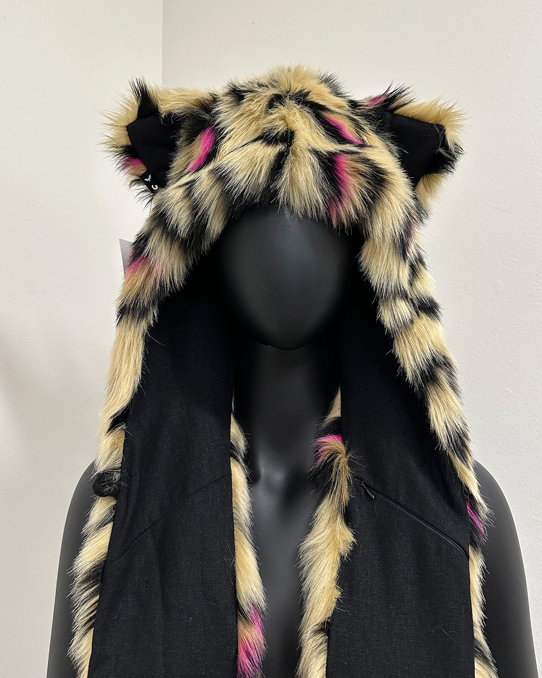 *One Of A Kind* Pink Spotted Faux Fur Hood | Leopard