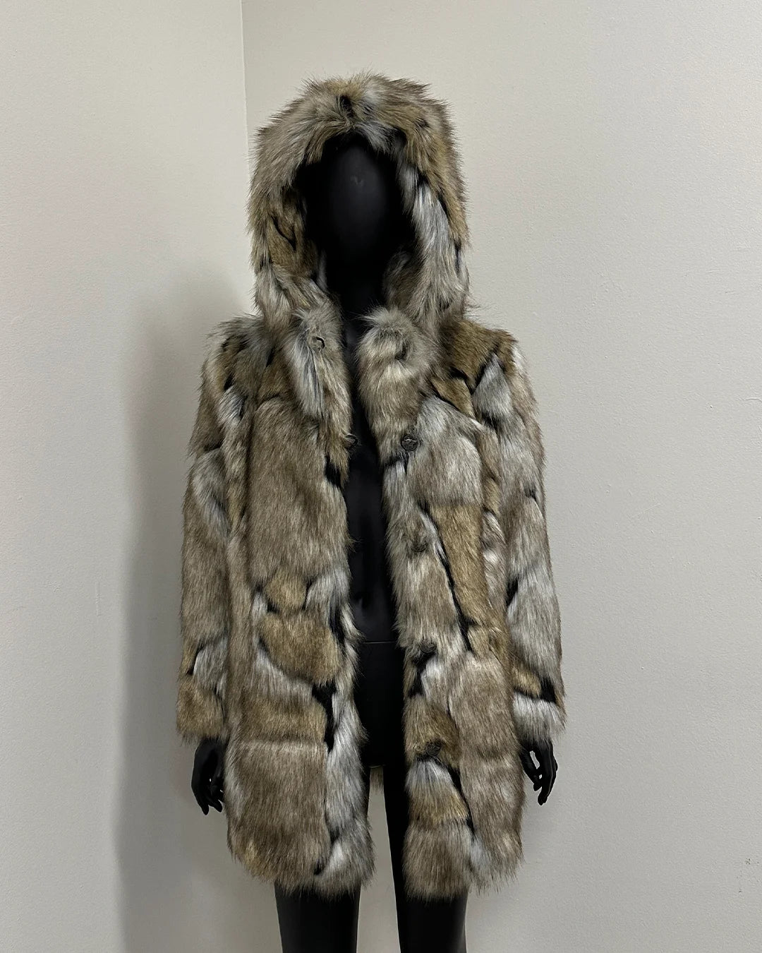 *Almost Purfect* Hooded Faux Fur Coat | Wolverine - XSmall