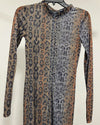 *One Of A Kind / Prototype* Aqua Gold Shiny Leopard Full Bodysuit - SMALL