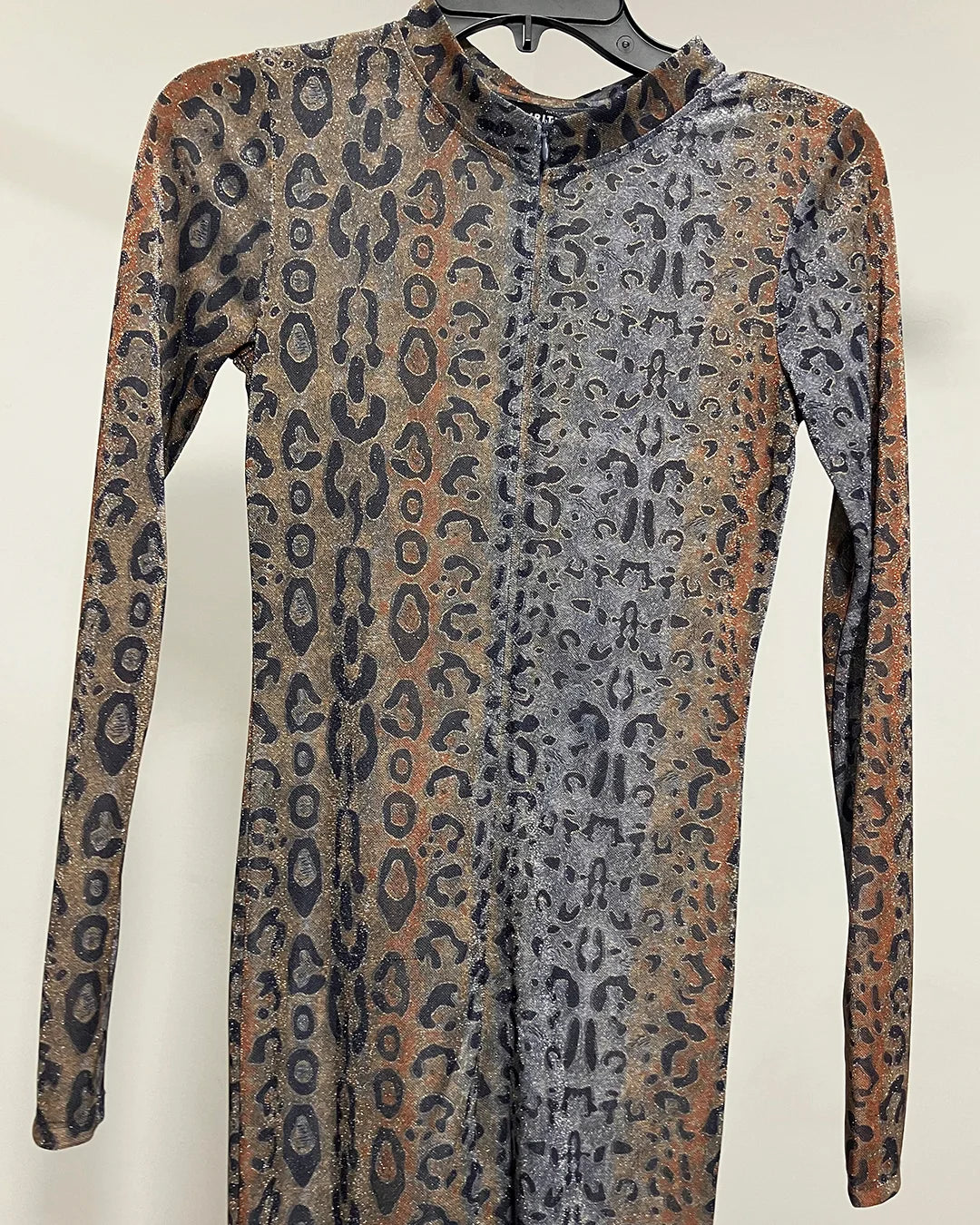 *One Of A Kind / Prototype* Aqua Gold Shiny Leopard Full Bodysuit - SMALL