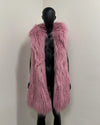 *Sample* Hooded Long Faux Fur Vest | Ballerina - Medium