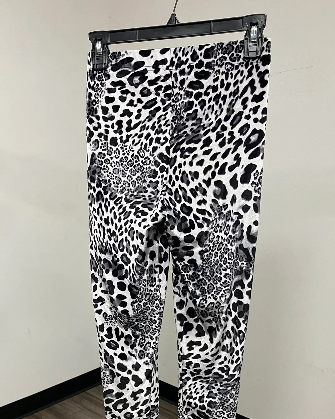 *One Of A Kind / Prototype* Black and White Velvet Leopard Leggings - XS-SMALL