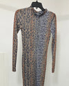 *One Of A Kind / Prototype* Aqua Gold Shiny Leopard Full Bodysuit - SMALL
