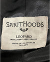 closeup of the neck Label with 'SpiritHoods' branding & Made in Los Angeles 2011-2012 and text on a black background