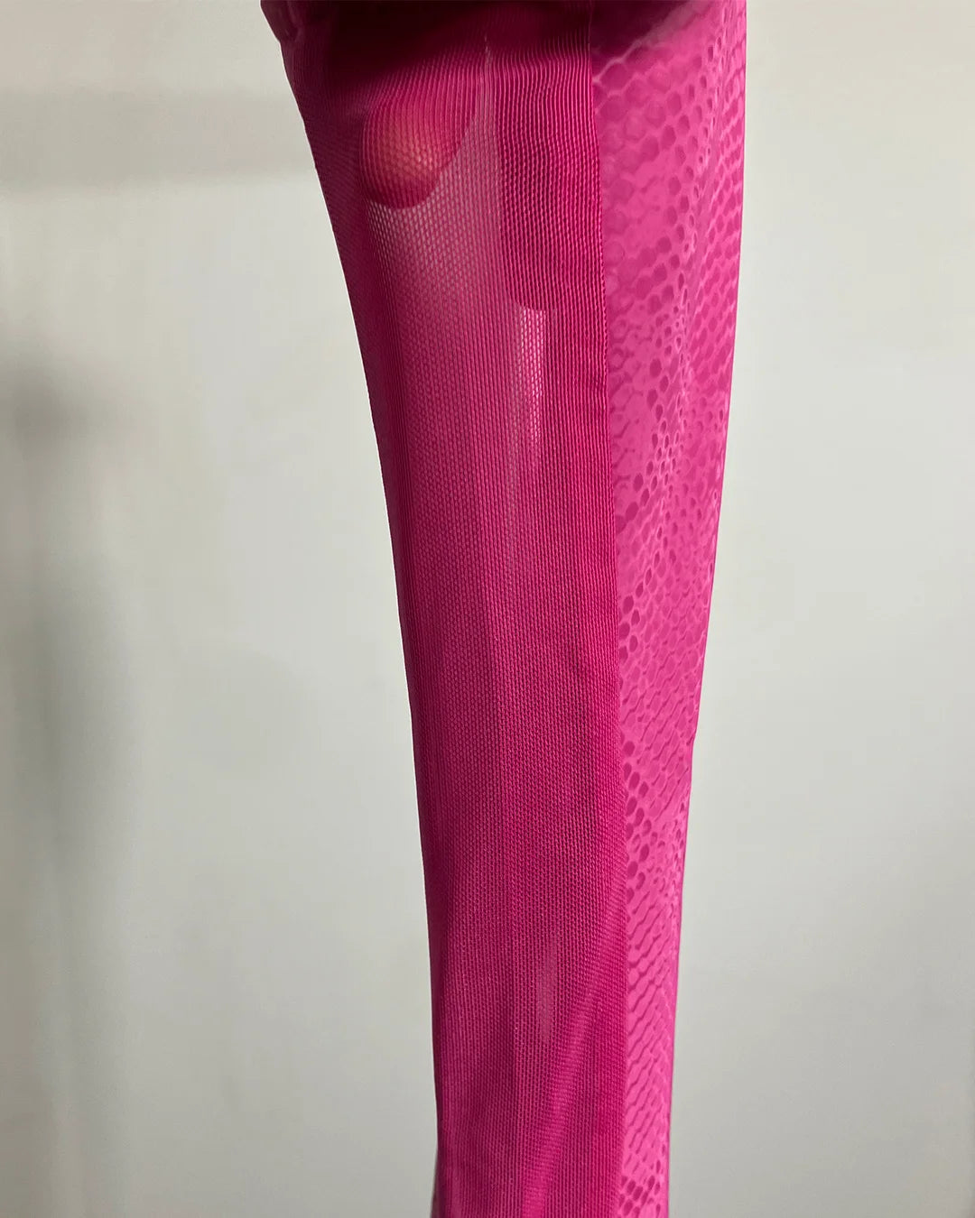 *One Of A Kind / Prototype* Sleeveless Mock Turtleneck Contrast Pink Snakeskin Bodysuit (Pink Cherry Viper) - SMALL