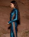 Women's Metallic Full Bodysuit | Blue Viper