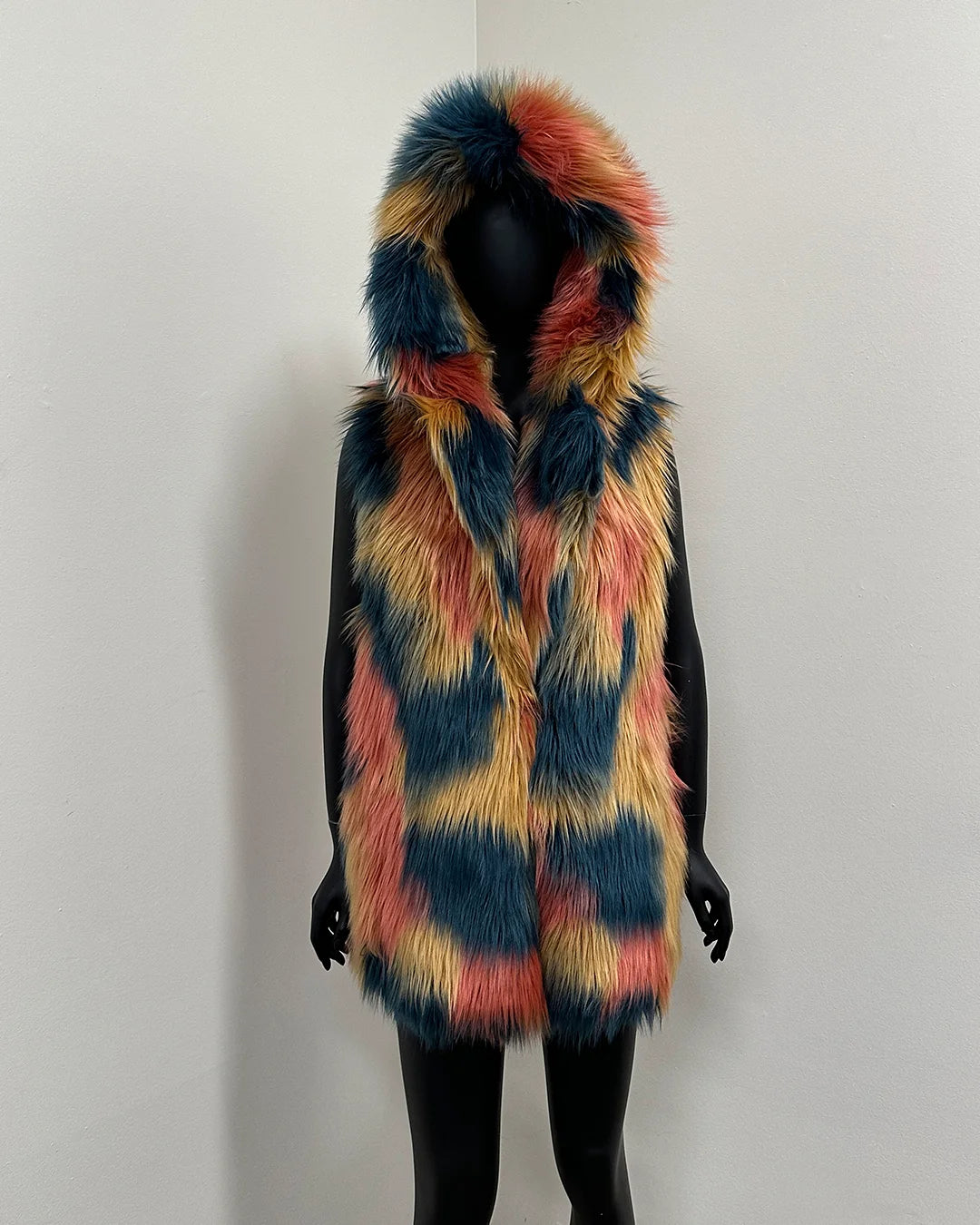 *Sample* Hooded Faux Fur Vest | American Swallow - Medium