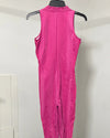 *One Of A Kind / Prototype* Sleeveless Mock Turtleneck Contrast Pink Snakeskin Bodysuit (Pink Cherry Viper) - SMALL