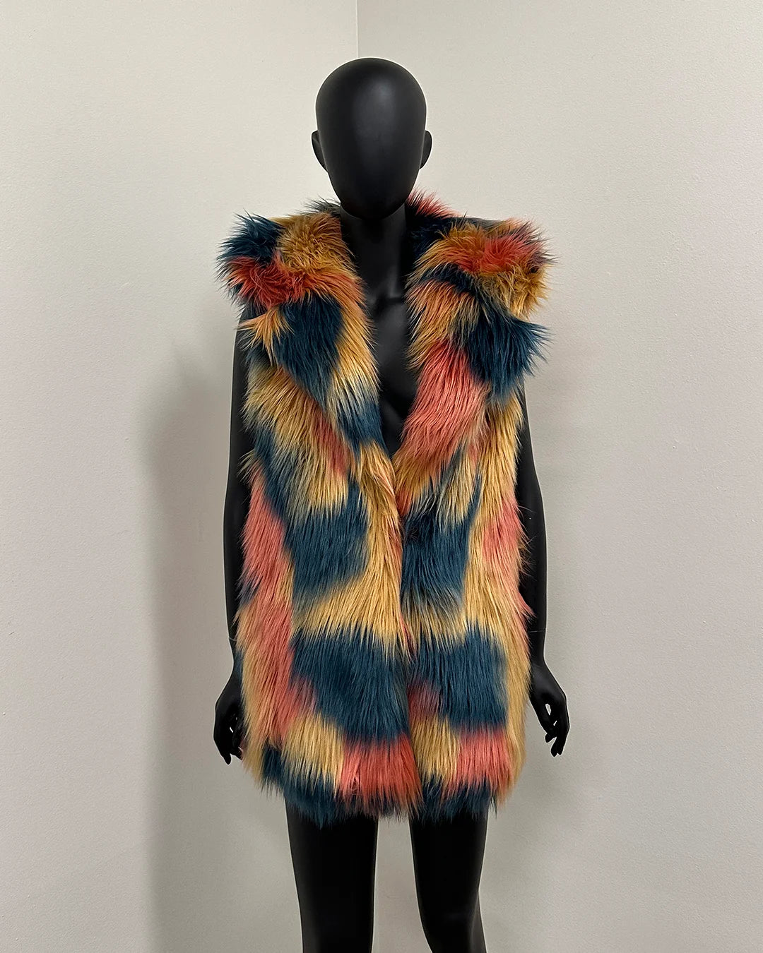 *Sample* Hooded Faux Fur Vest | American Swallow - Medium